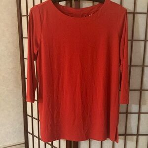 Susan Graver Red Relaxed 3/4 Sleeve Tunic